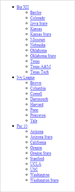 lists as navigation