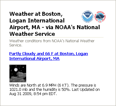 KBOS Weather in RSS Feed